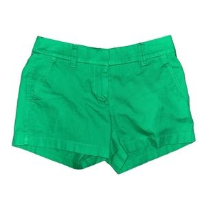 J. Crew Kelly Green Flat Front Chino Shorts Size 00 3.5 Inch Inseam Y2K Preppy